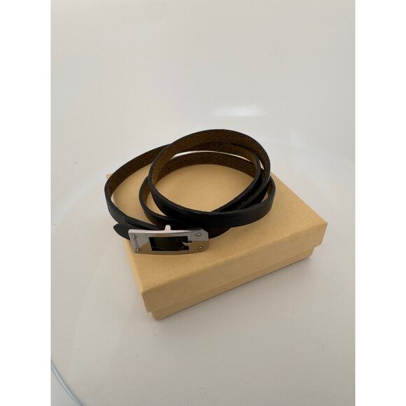 Hermès Levon Double Tour Leather Bracelet – Black / Palladium Hardware - Picture 1 of 2